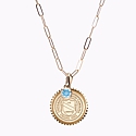 Cavan Gold Seal Sunburst Necklace w/ Blue Topaz Charm