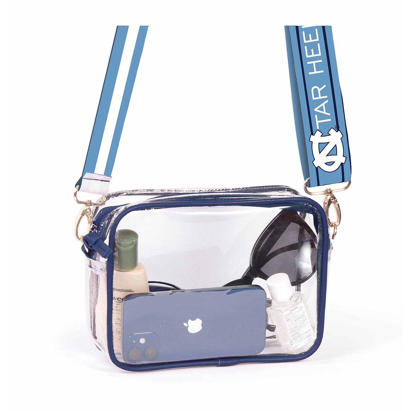 Clear Stadium Bag /cross Body Small Purse Leather/blue Leather 