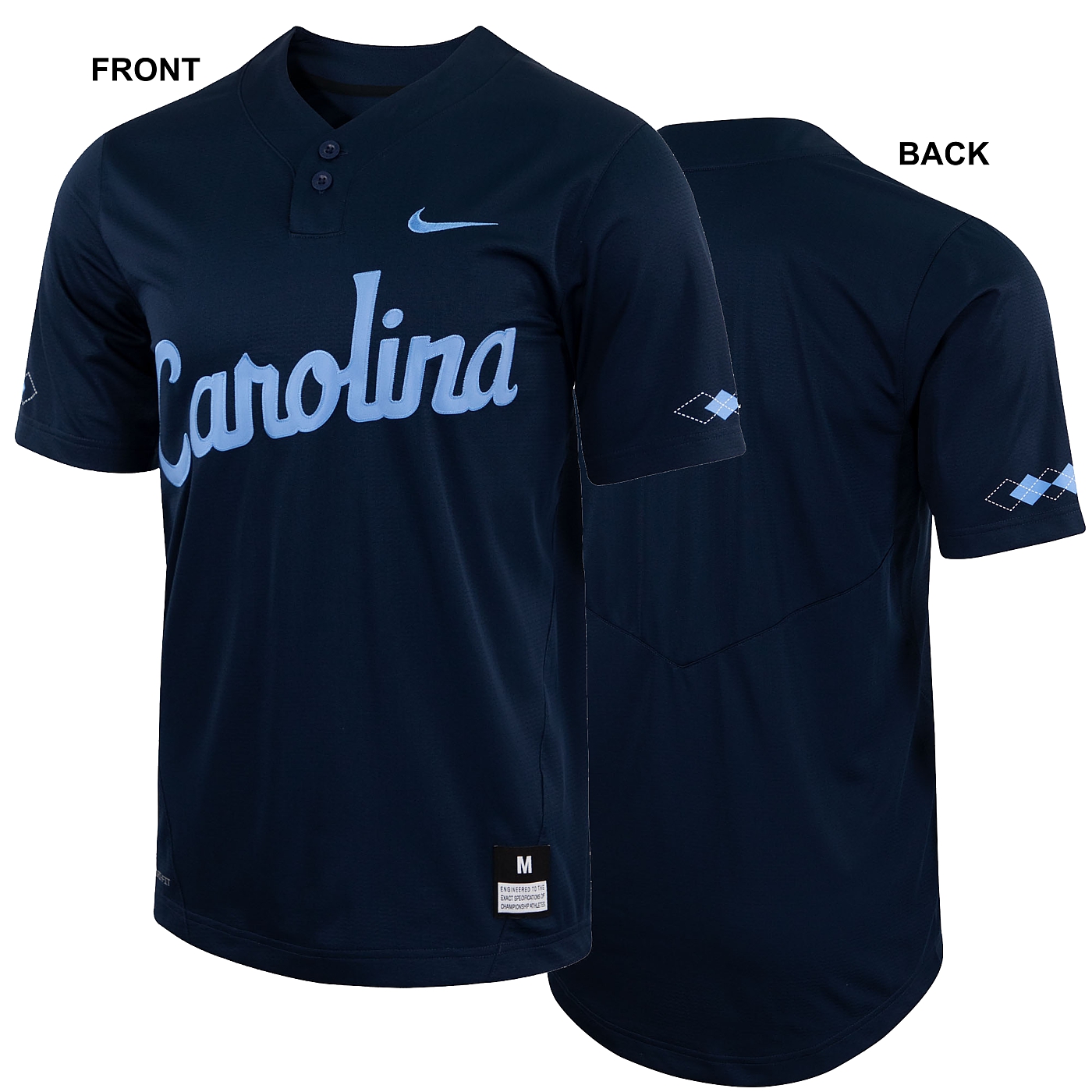 Men's Nike Navy North Carolina Tar Heels Two-Button Replica Baseball Jersey