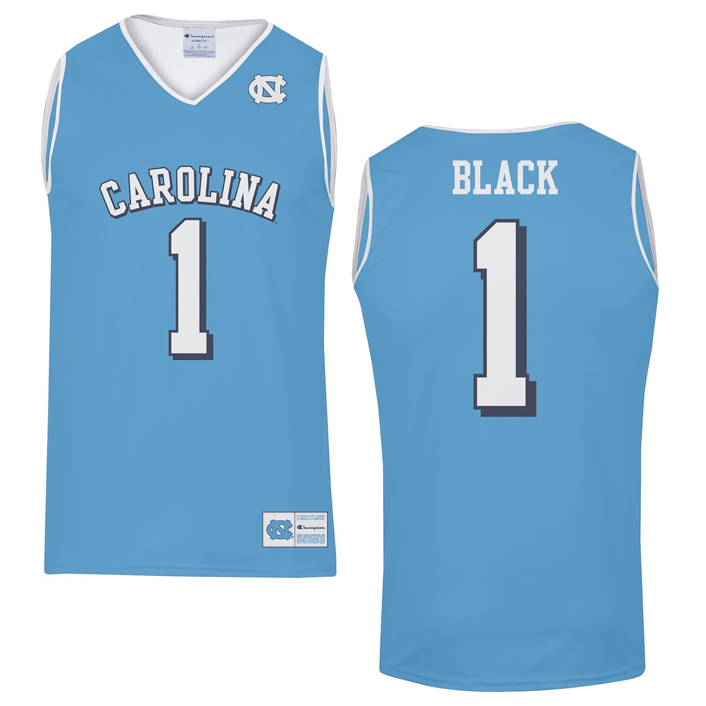 Johnny T-shirt - North Carolina Tar Heels - Leaky Black #1 Sublimated Basketball  Jersey (CB) by Champion